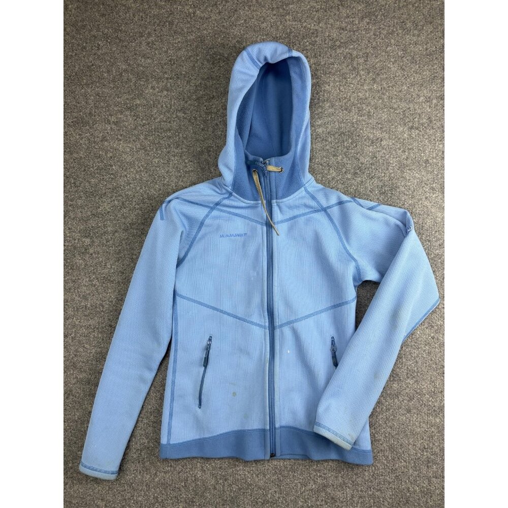 Mammut Jacket Womens Small Blue Hooded Full Zip Fleece Made in‎ Germany Hiking